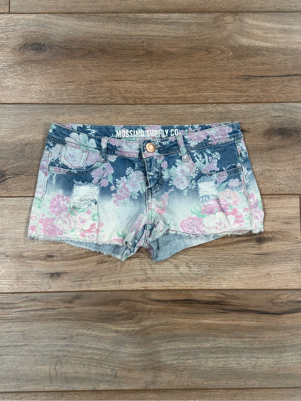 MOSSIMO Vintage 2000s Y2k Low-rise Floral Jean Short Shorts | Size 28